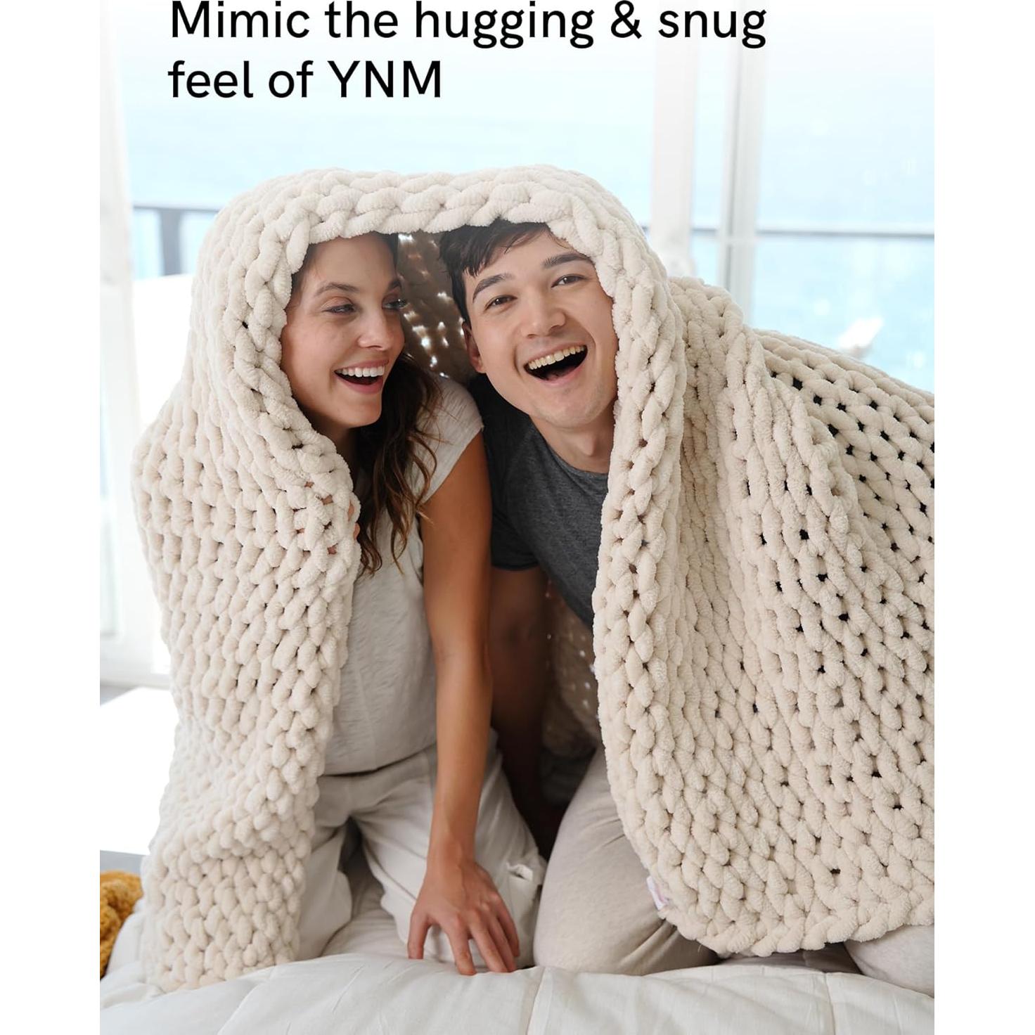 Manta Chunky YnM 76x102 cm Chenille Crema de Mantequilla