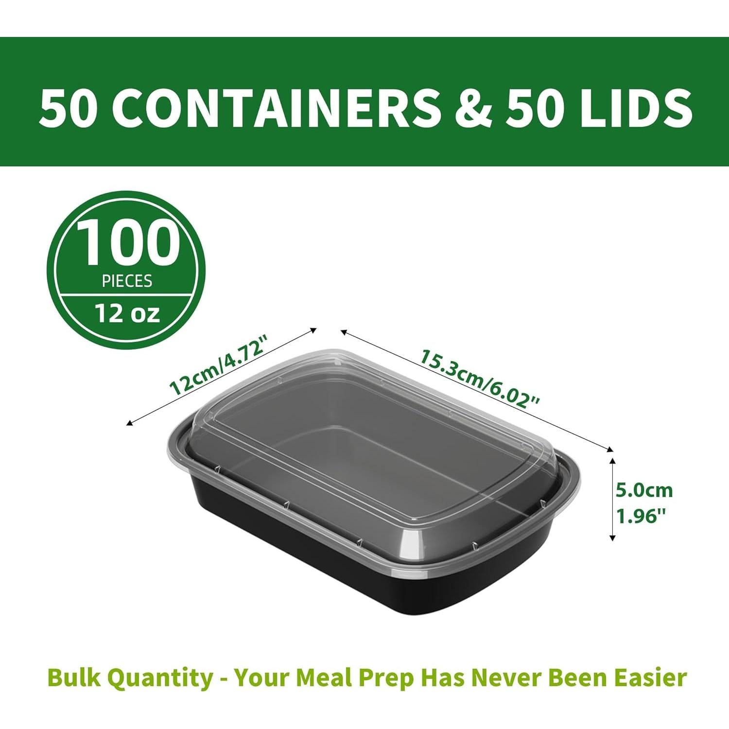 Contenedores de Comida Desechables APSIC 12oz 50 Piezas