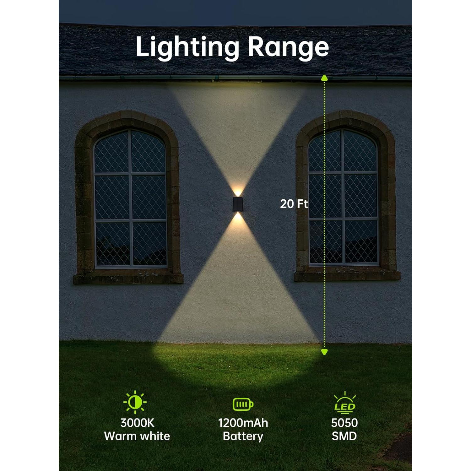 Luces de Pared Solares Impermeables Mrzxy 2 Paquete LED IP65