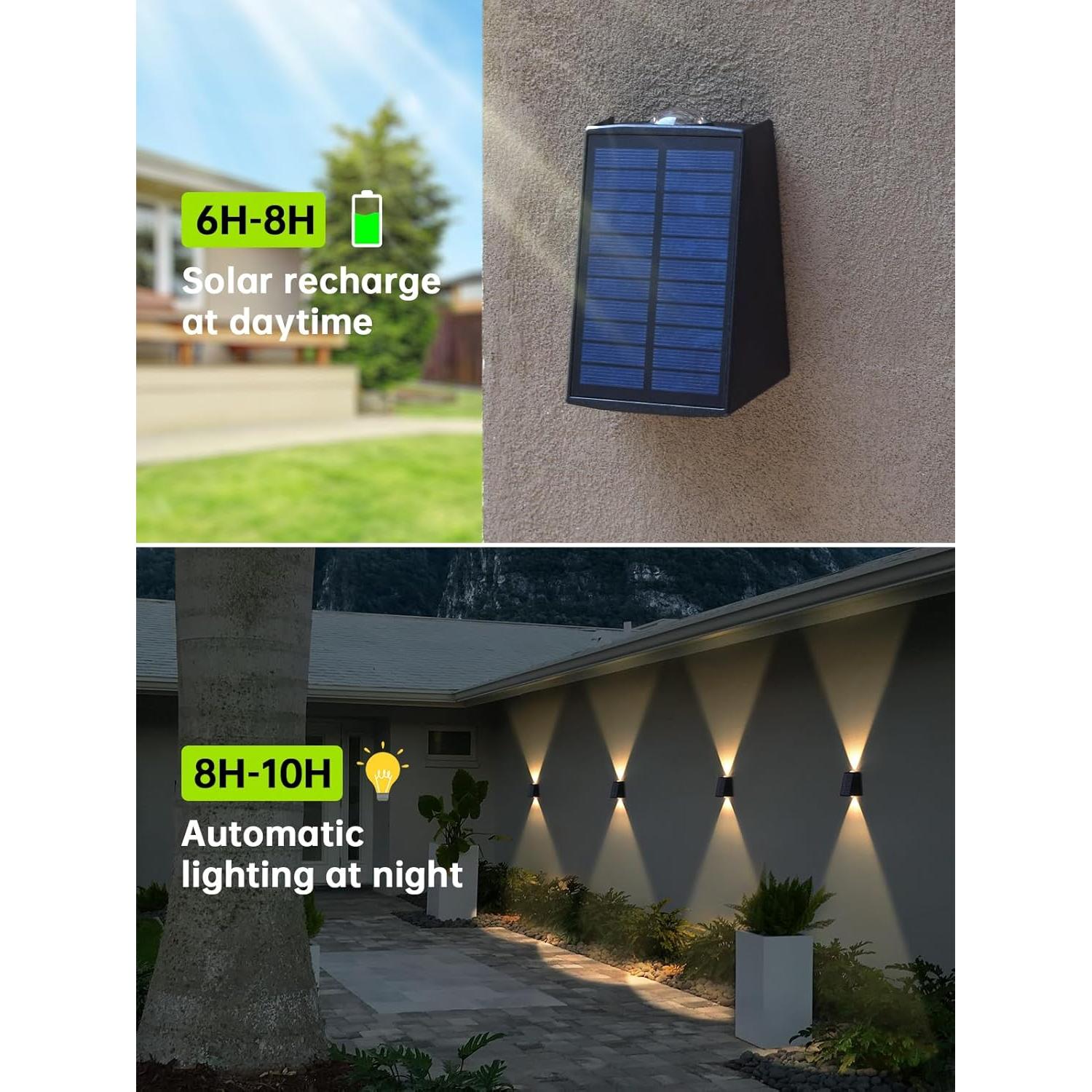 Luces de Pared Solares Impermeables Mrzxy 2 Paquete LED IP65