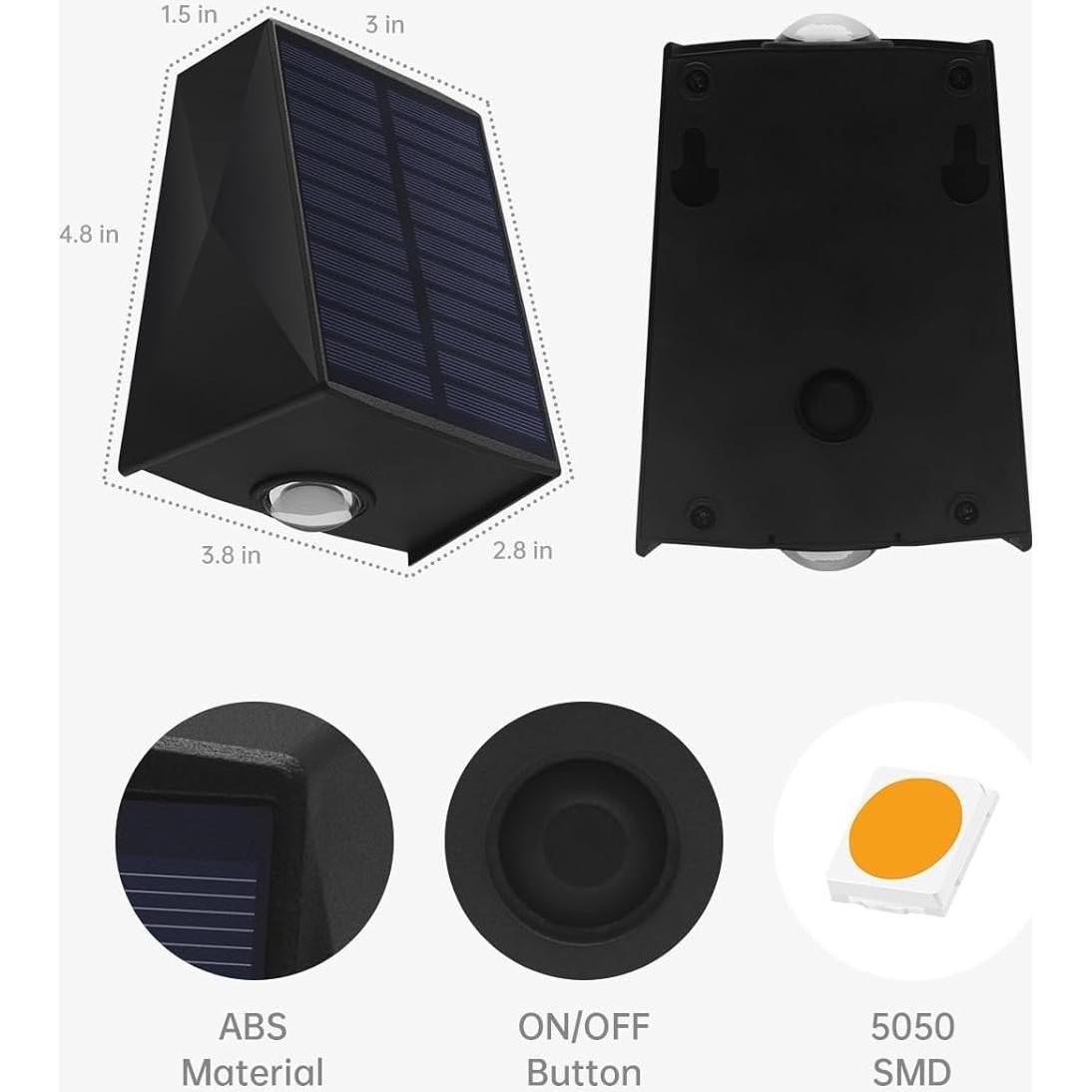 Luces de Pared Solares Impermeables Mrzxy 2 Paquete LED IP65