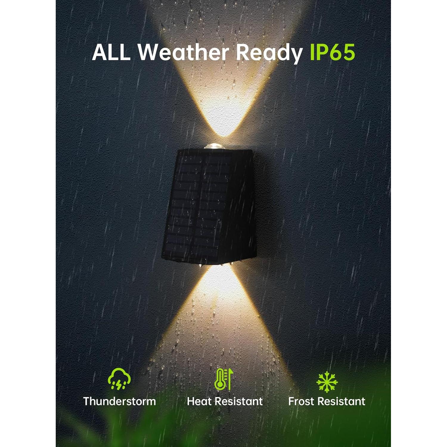 Luces de Pared Solares Impermeables Mrzxy 2 Paquete LED IP65