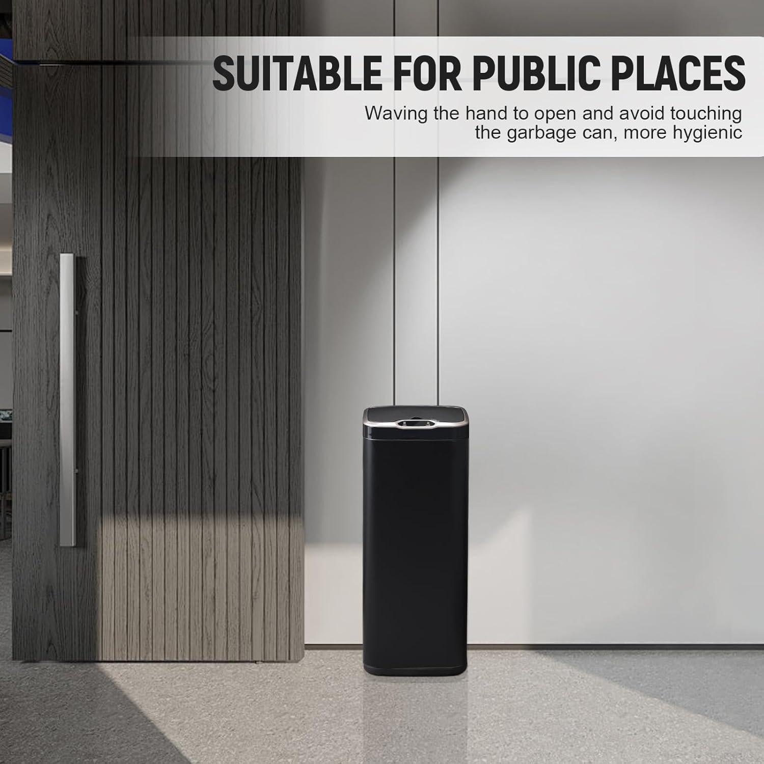 Cubo de Basura Automático ELPHECO 30L Acero Inoxidable Negro