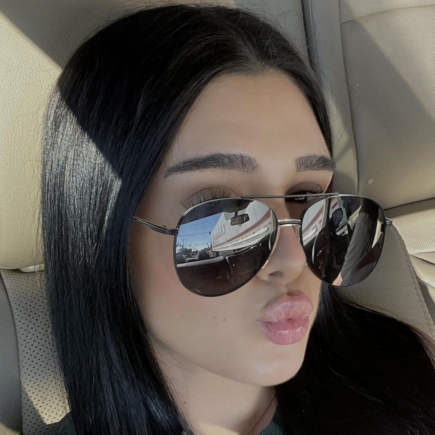 Gafas de sol aviador SODQW Tangle Free polarizadas UV