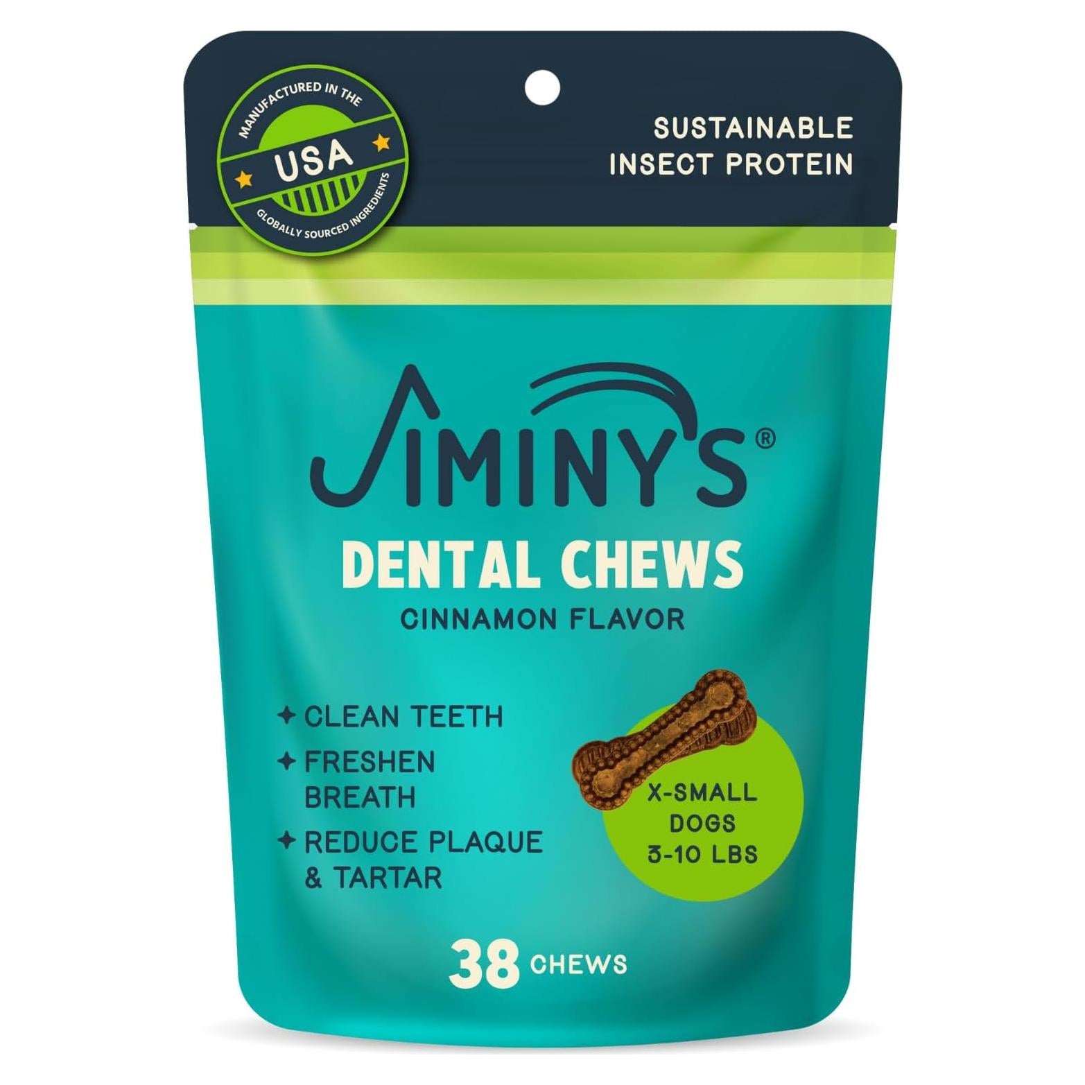 Masticables Dentales Jiminy para Perros Pequeños Sabor Canela 20ct