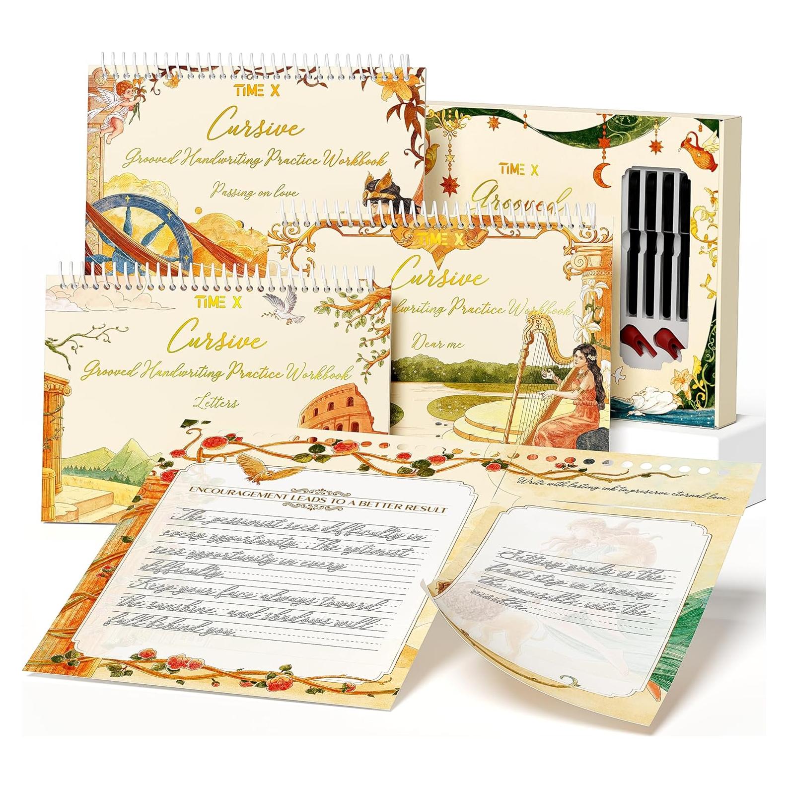 Kit de Caligrafía Cursiva TIME X - 3 Cuadernos Reutilizables