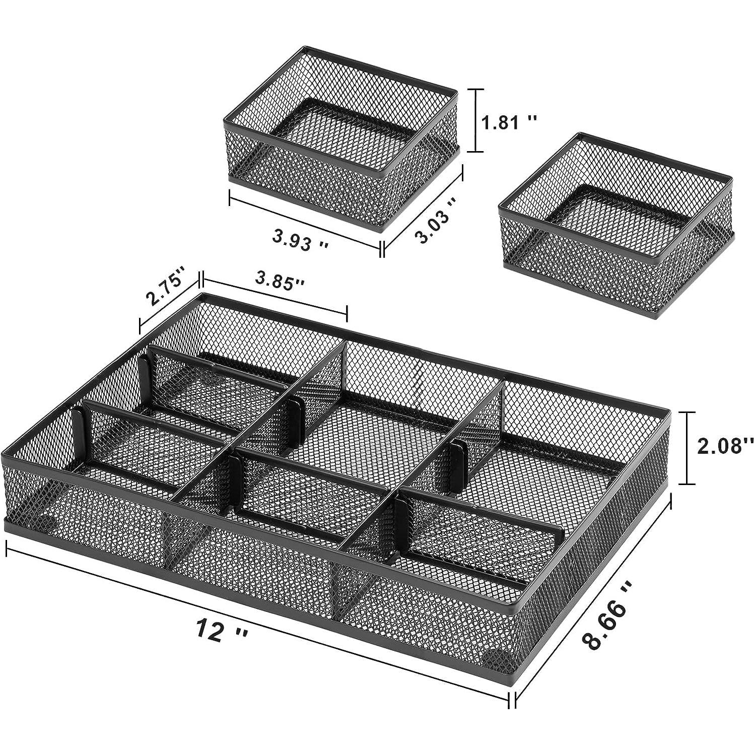 Organizador de Cajón Marbrasse 2 Pack Negro Ajustable 9 Compartimentos