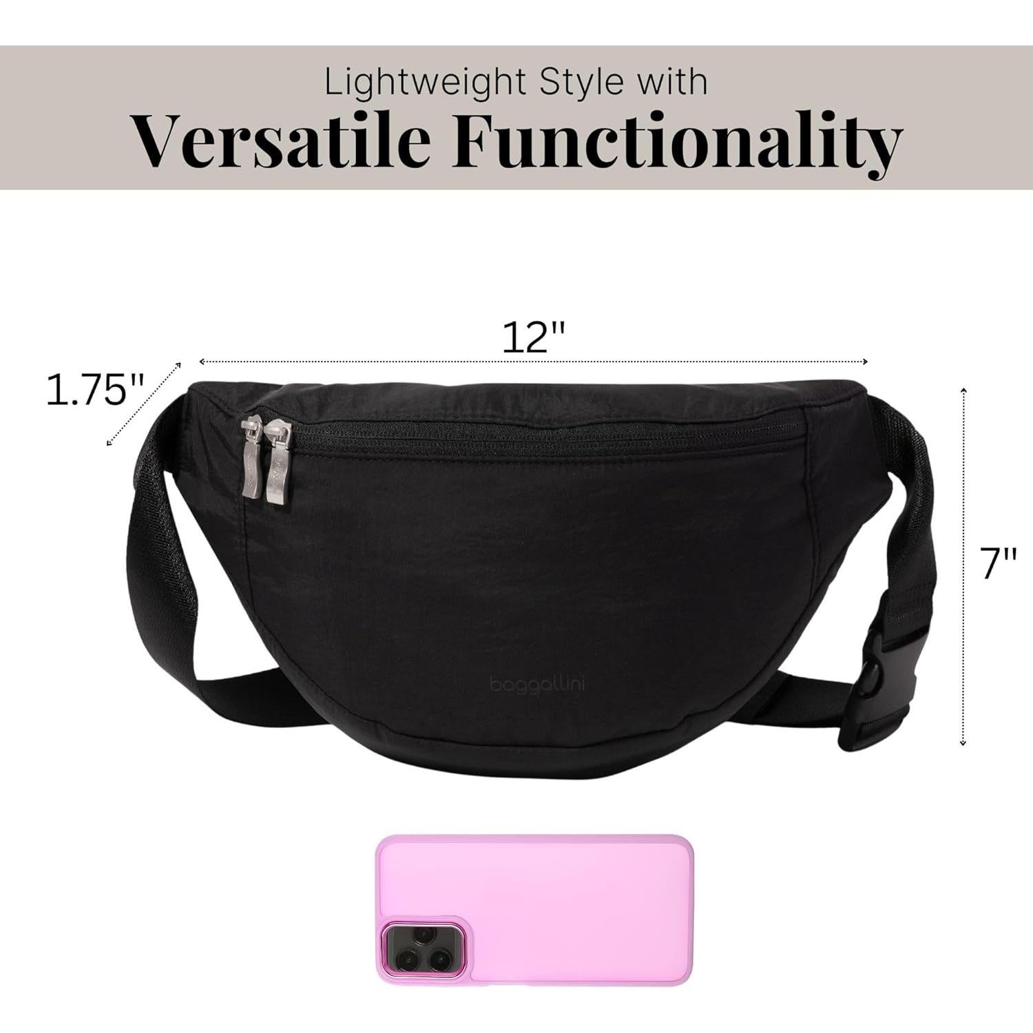 Riñonera Baggallini B-Lite Negra 30.48x17.78cm con RFID