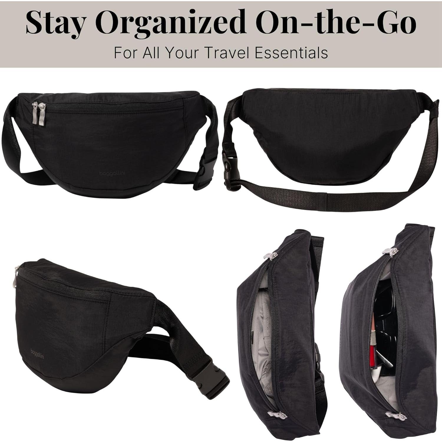 Riñonera Baggallini B-Lite Negra 30.48x17.78cm con RFID