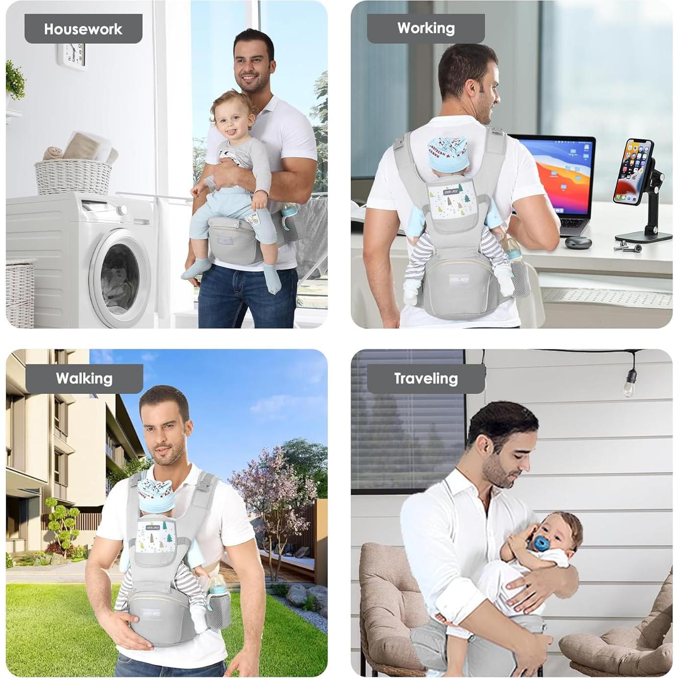 Portabebés ergonómico Debark 6 en 1 para bebés 0-36 meses Gris