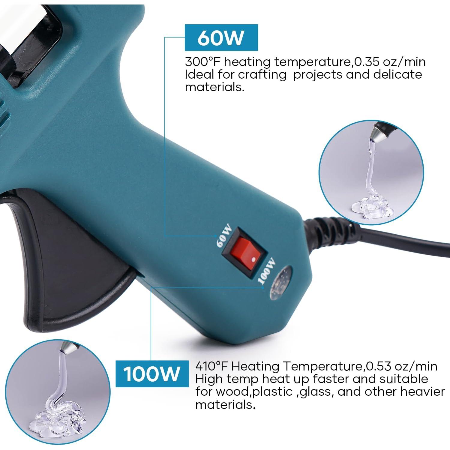 Pistola de Pegamento Caliente Assark 100W Doble Potencia con 15 Barras