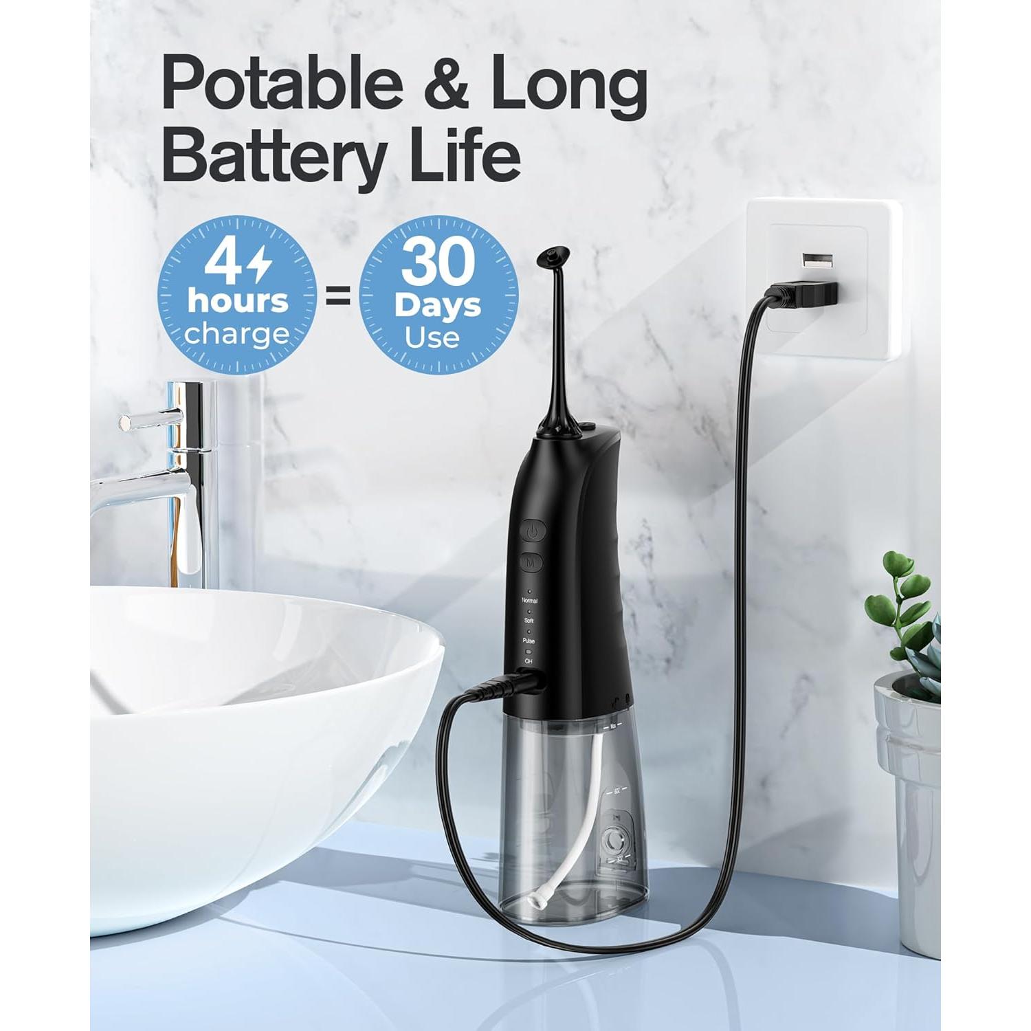 Hilo Dental Inalámbrico Demita GE203 300ML 3 Modos Negro