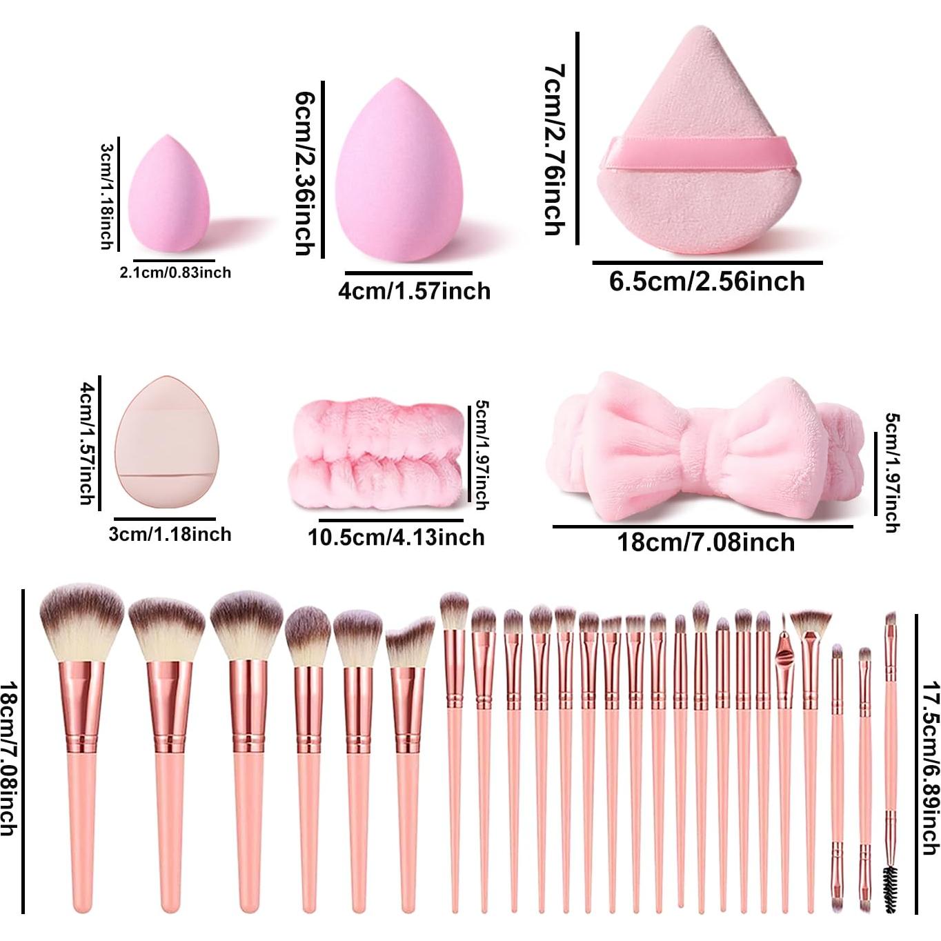 Conjunto de 36 Brochas de Maquillaje Rosa HGHDBT Profesional