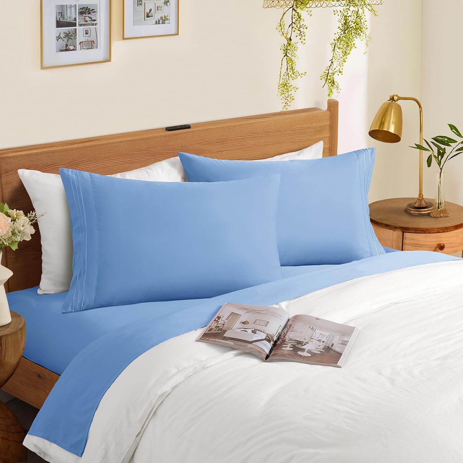 Horbaunal 2 Fundas de Almohada Microfibra Estándar Azul 66x51cm