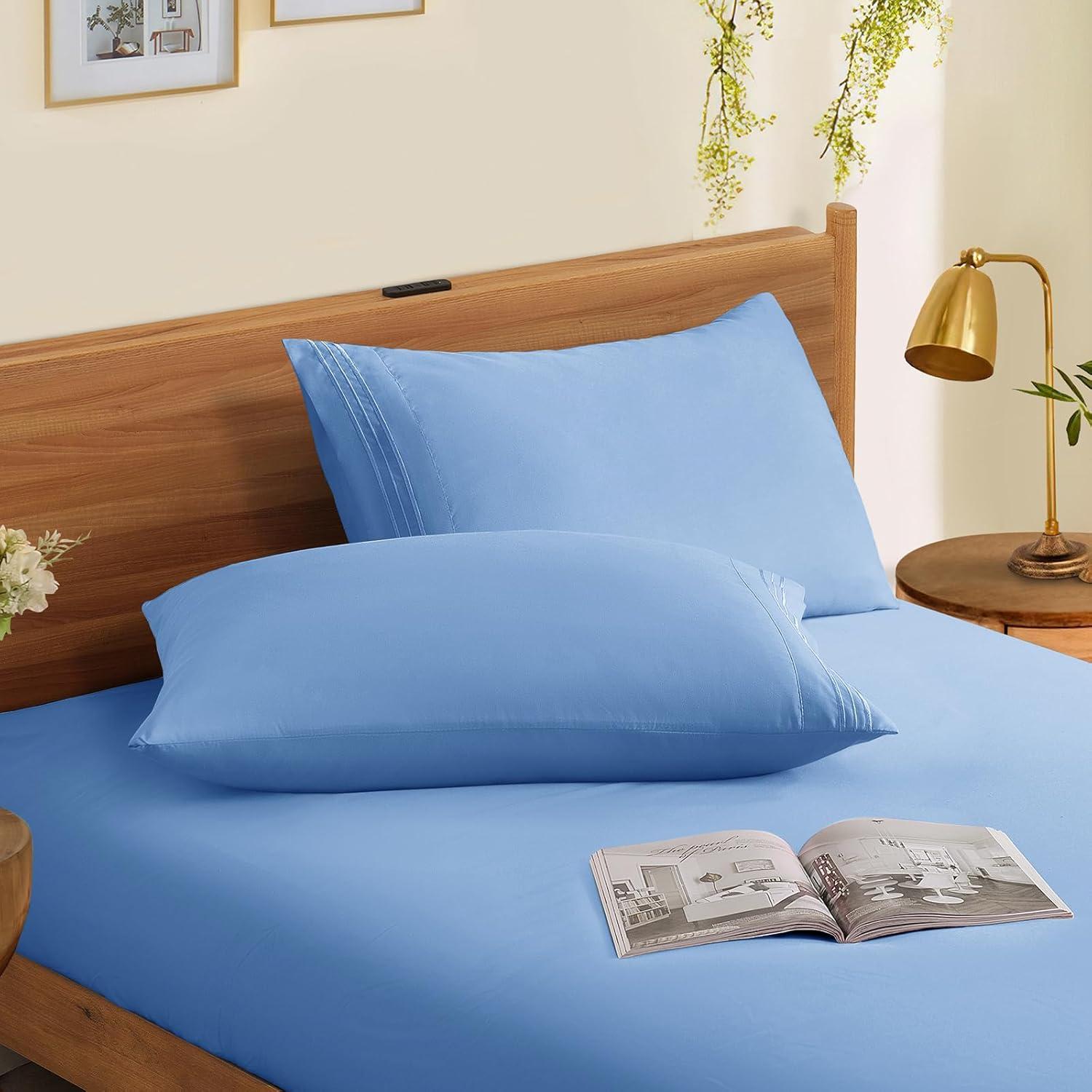 Horbaunal 2 Fundas de Almohada Microfibra Estándar Azul 66x51cm