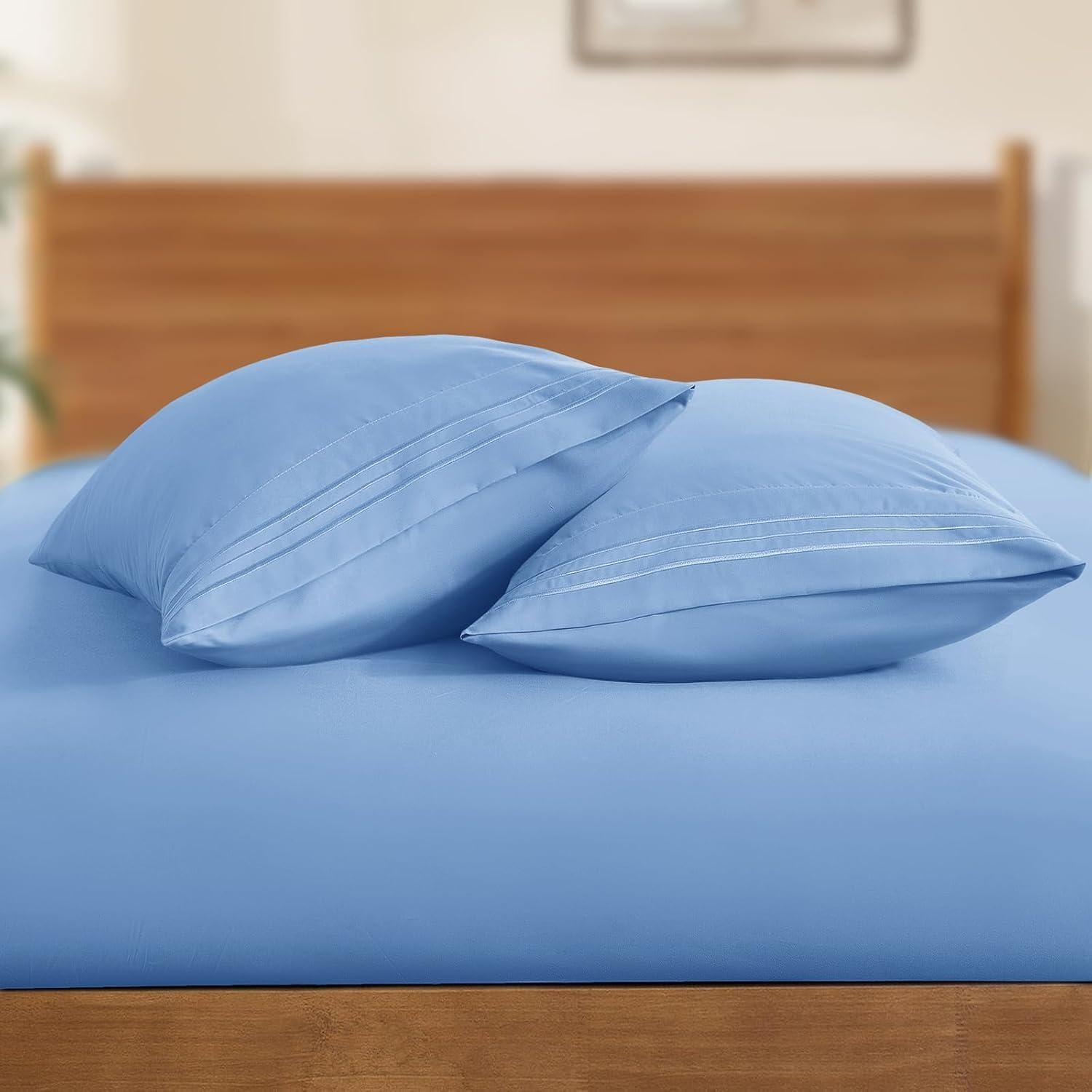 Horbaunal 2 Fundas de Almohada Microfibra Estándar Azul 66x51cm