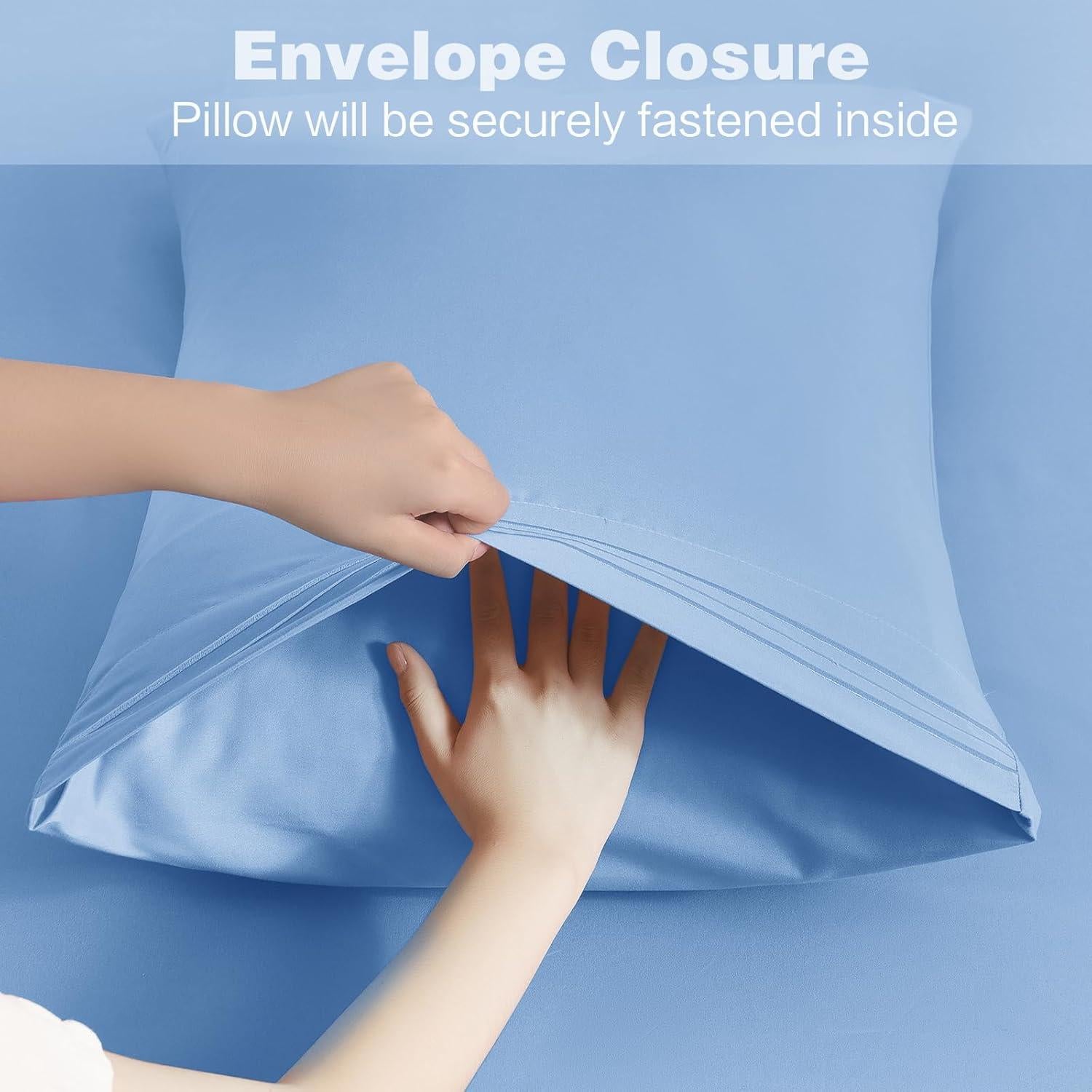 Horbaunal 2 Fundas de Almohada Microfibra Estándar Azul 66x51cm