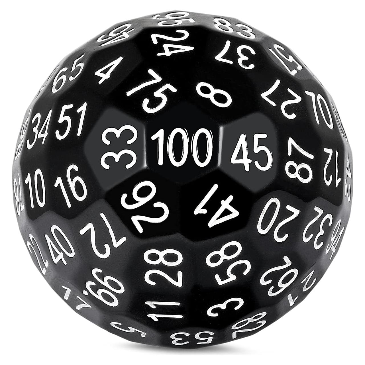 Dado Poliédrico D100 DNDND Negro Sólido 50mm con Bolsa