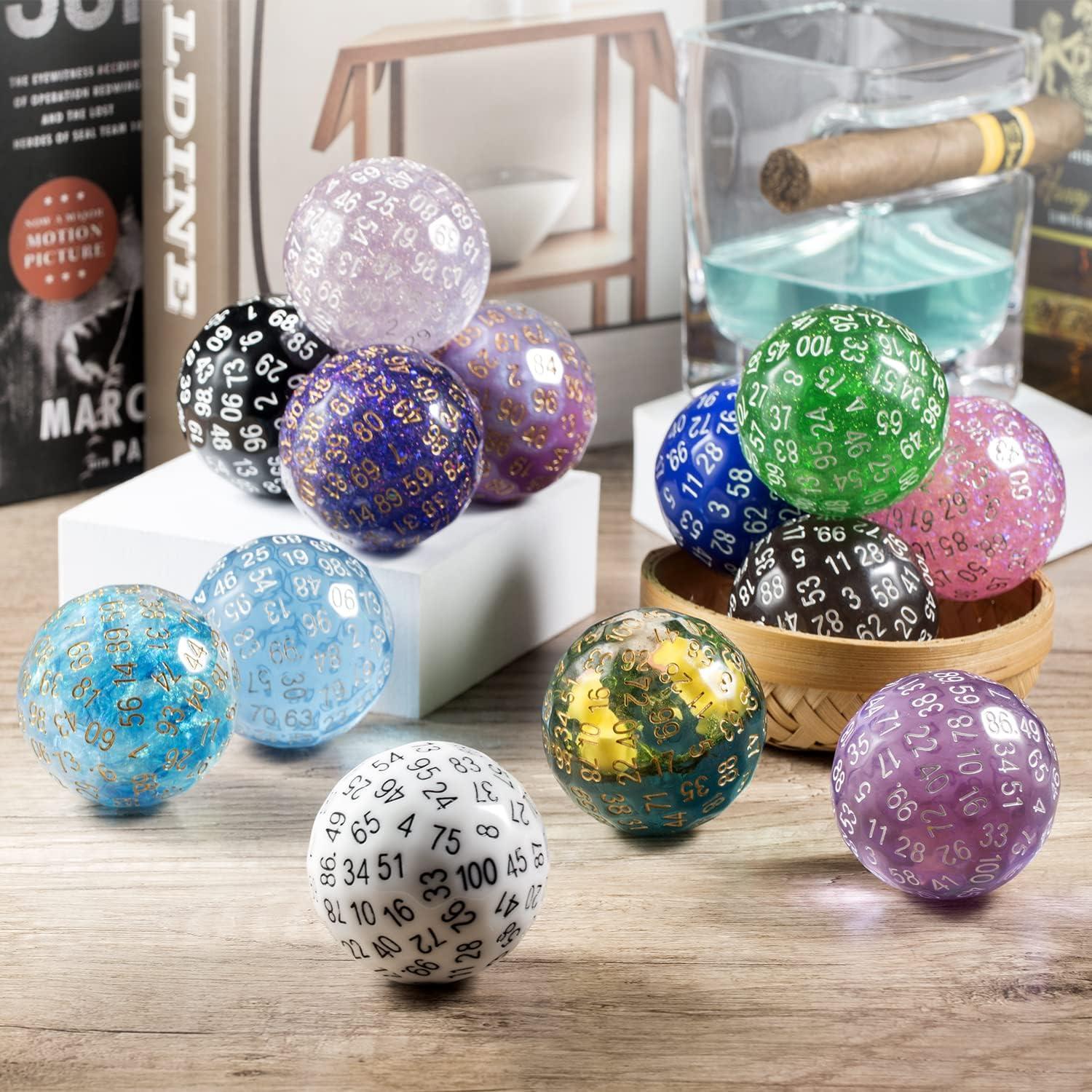 Dado Poliédrico D100 DNDND Negro Sólido 50mm con Bolsa