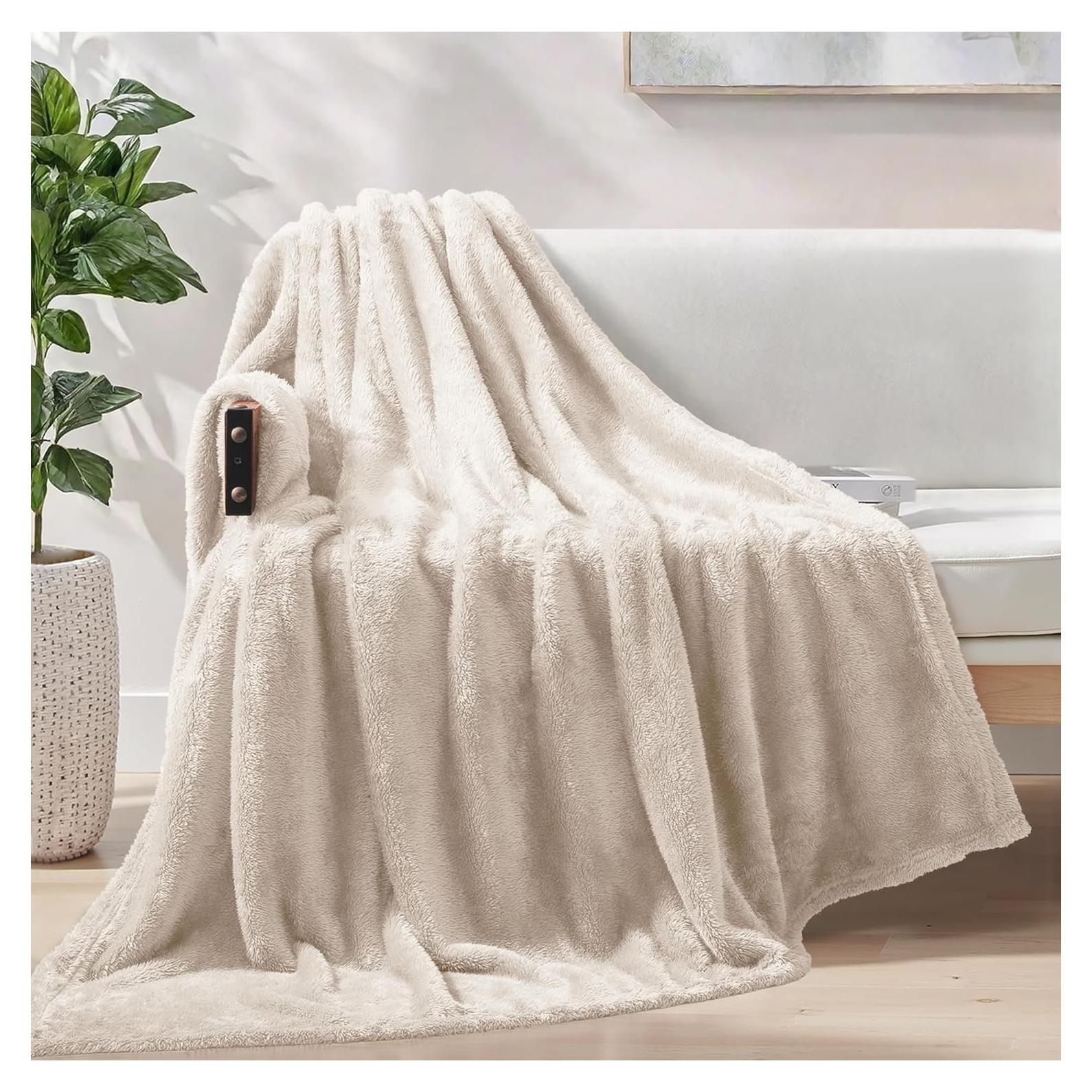 Manta de Felpa Suave Beige Exclusivo Mezcla 127x178 cm