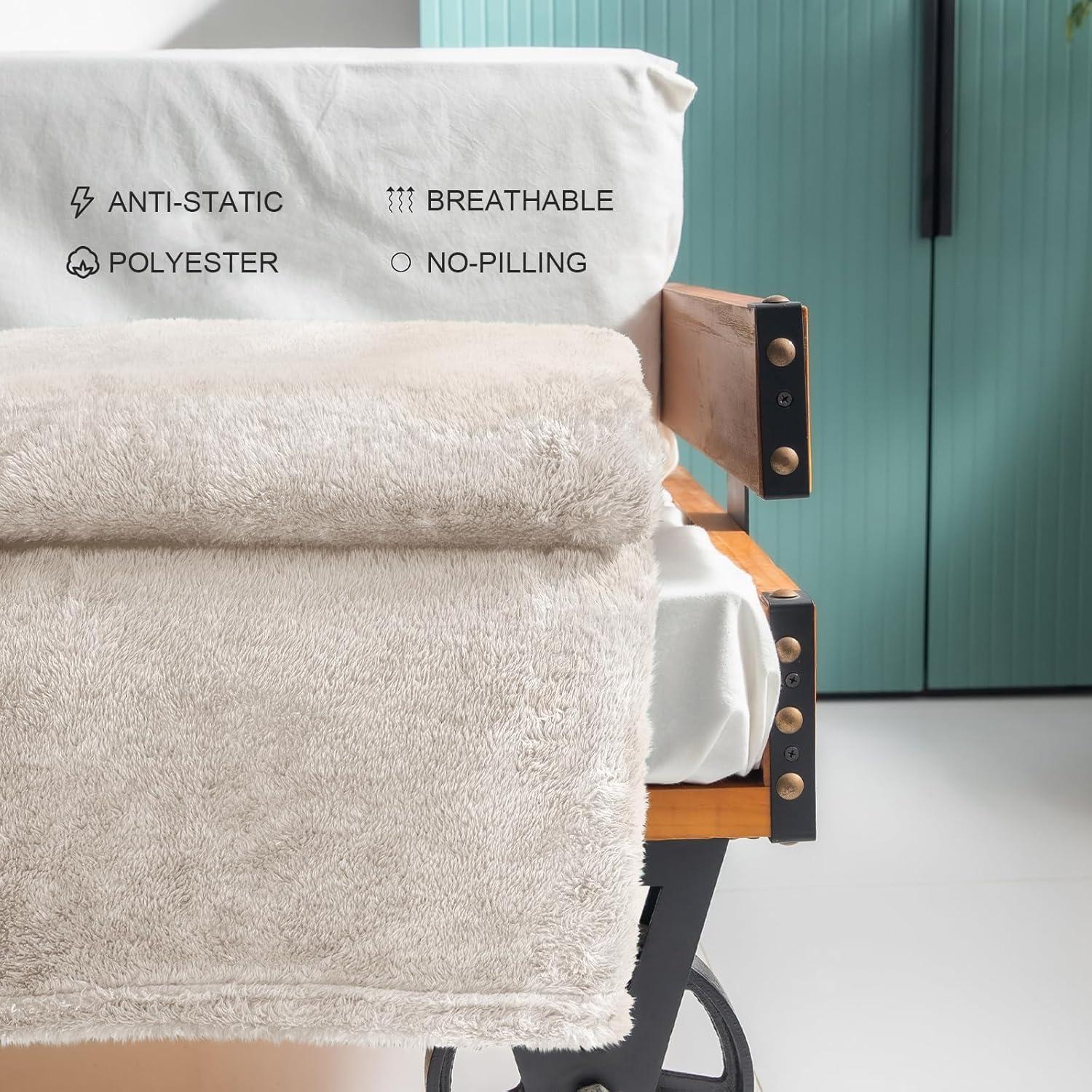 Manta de Felpa Suave Beige Exclusivo Mezcla 127x178 cm