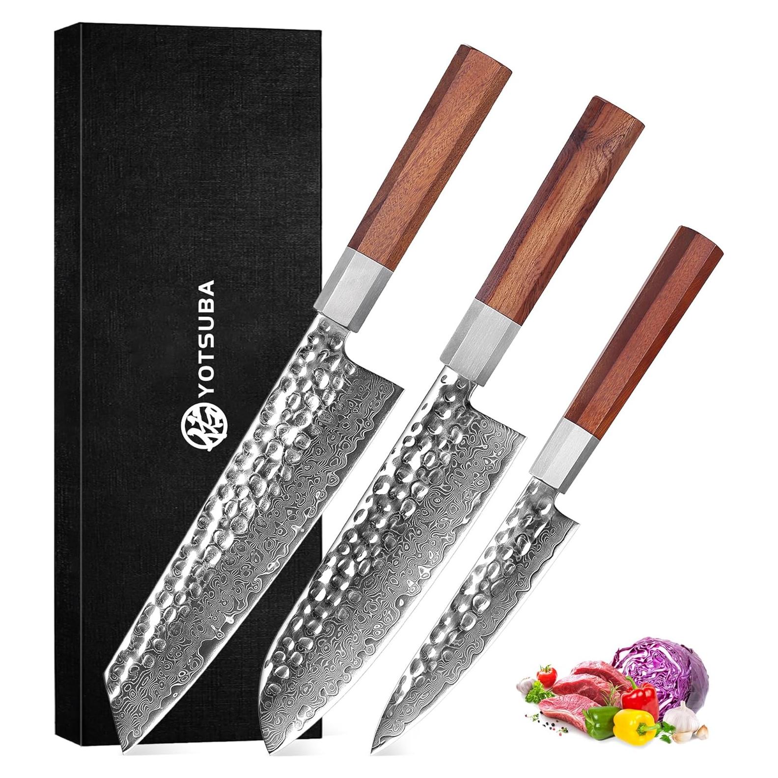 Juego de Cuchillos de Cocina YOTSUBA 3 Piezas Damasco Forjado