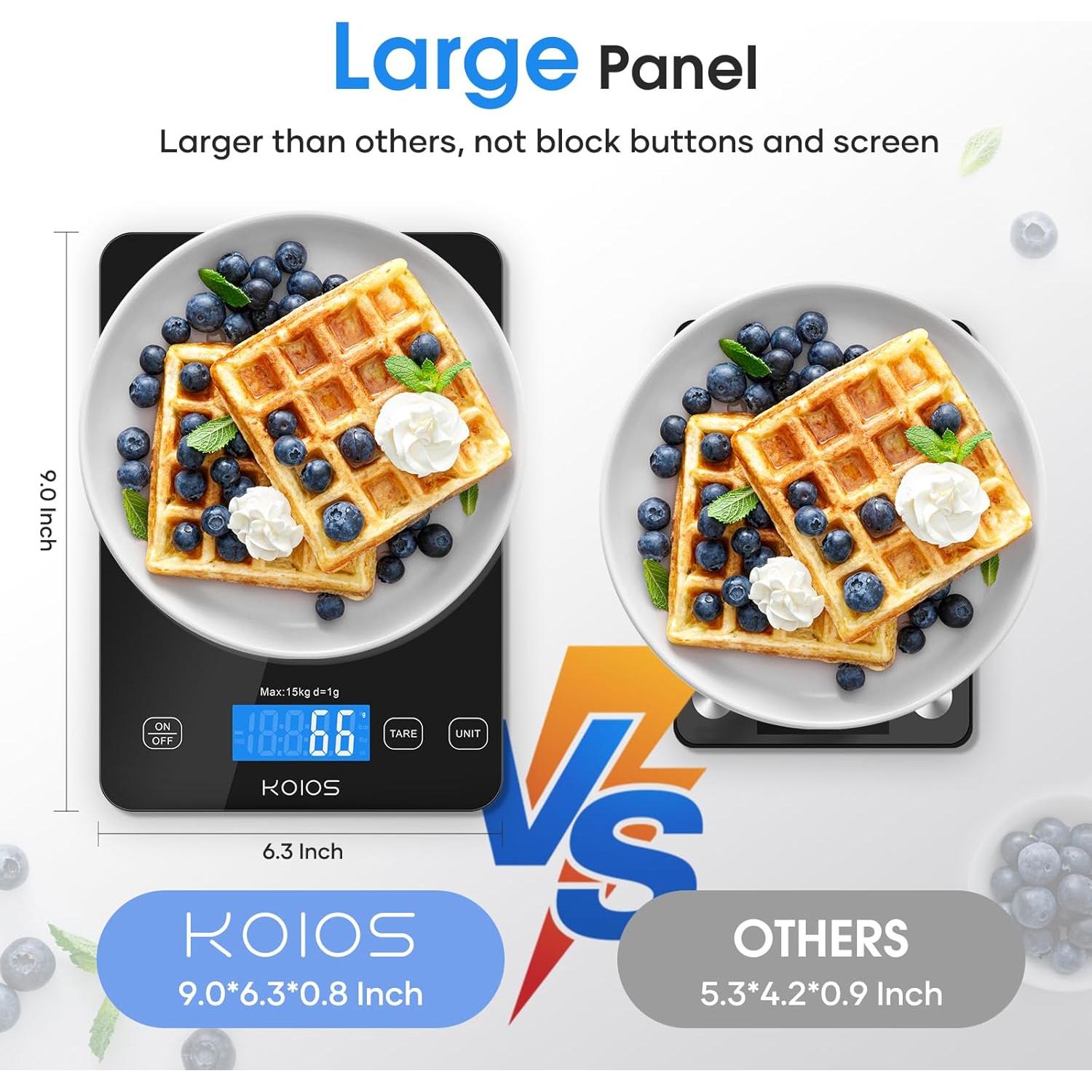 Balanza de Cocina Digital KOIOS K68 15kg LCD Tare Negra