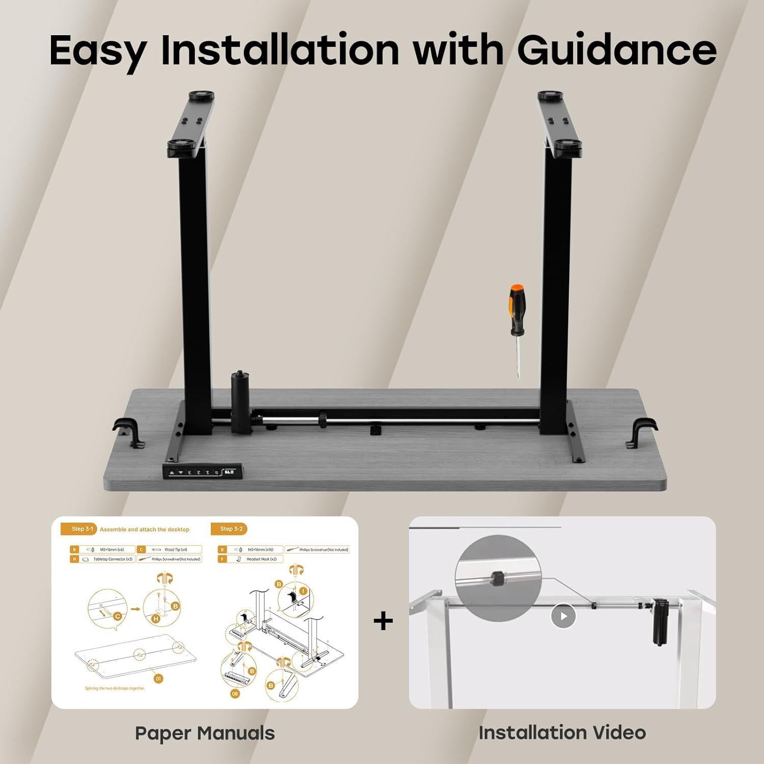 Escritorio de Pie Eléctrico JYLH JOYSEEKER 48x24 Gris Ajustable