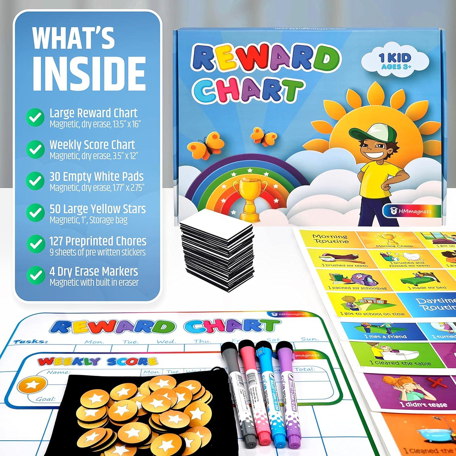 Tabla de Recompensas Magnética HMmagnets para 1 Niño - 127 Pegatinas