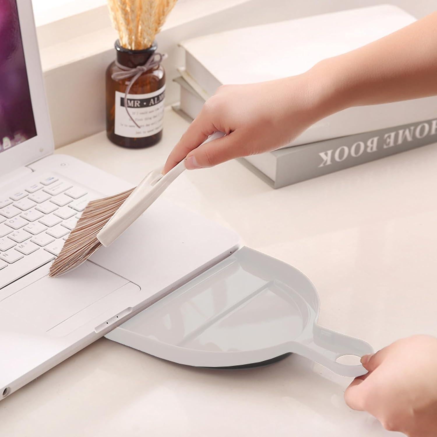 Juego de Escoba y Recogedor Mini BSMstone Blanco Roto