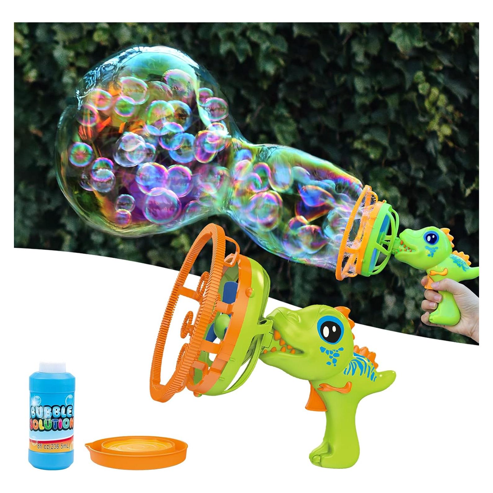 Pistola de Burbujas Dinosaurio Verde para Niños 3 a 9 Años