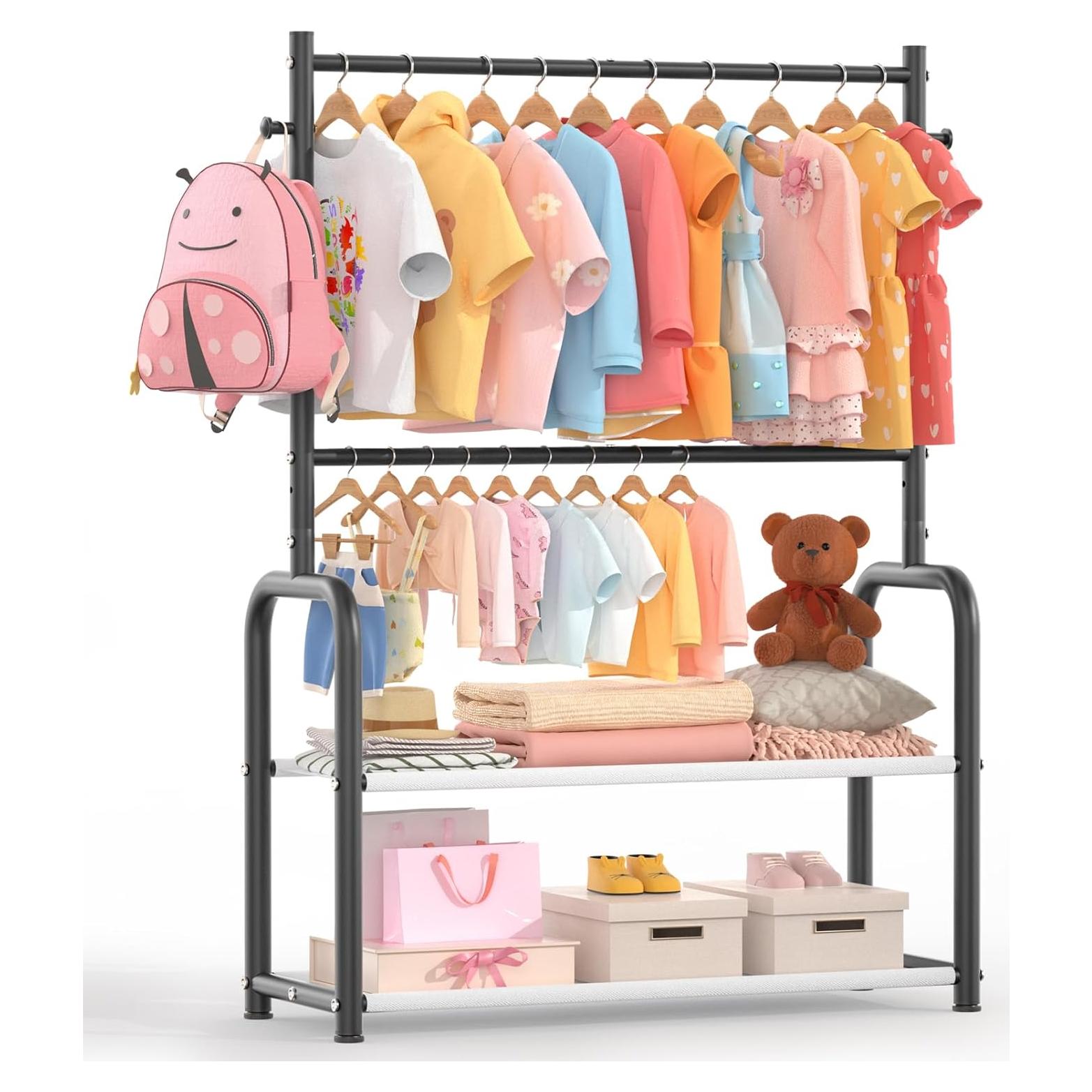 Perchero para Niños ZHKINGGS con Estante 2 Capas Negro