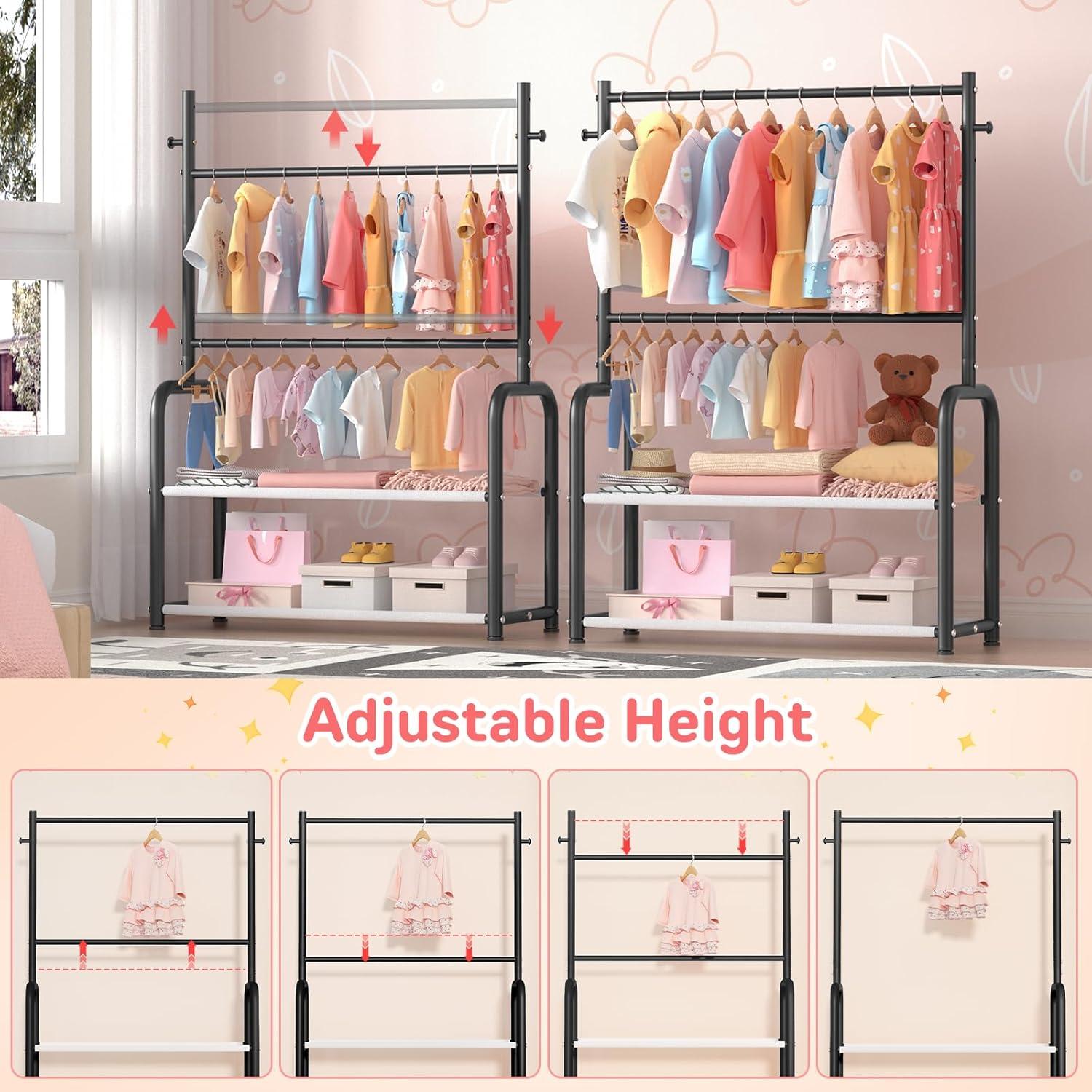 Perchero para Niños ZHKINGGS con Estante 2 Capas Negro