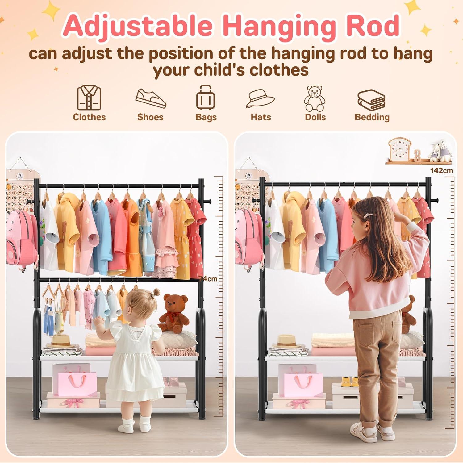 Perchero para Niños ZHKINGGS con Estante 2 Capas Negro