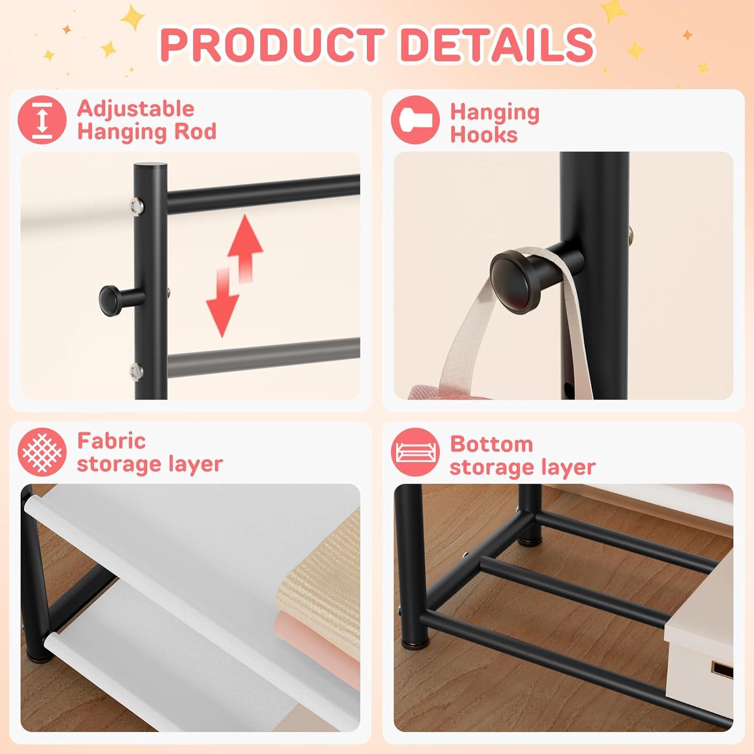 Perchero para Niños ZHKINGGS con Estante 2 Capas Negro