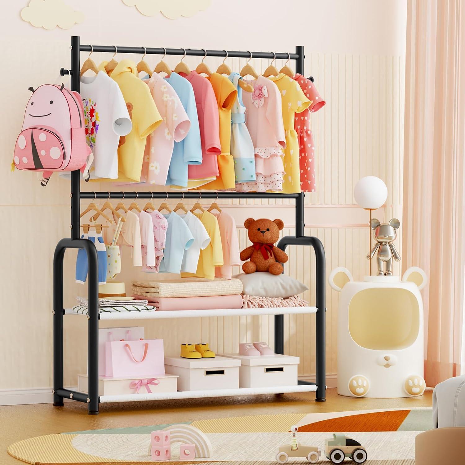 Perchero para Niños ZHKINGGS con Estante 2 Capas Negro