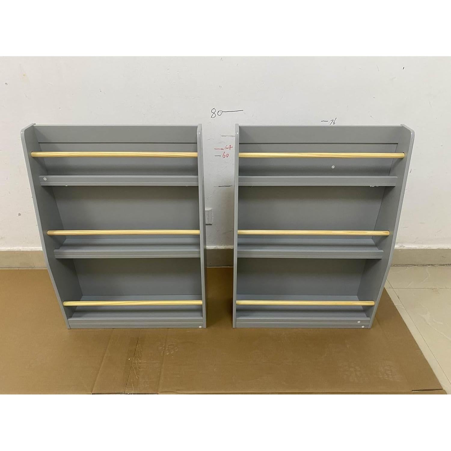 Estantería de Libros Montessori Genérico 3 Niveles Gris 58x18x80cm