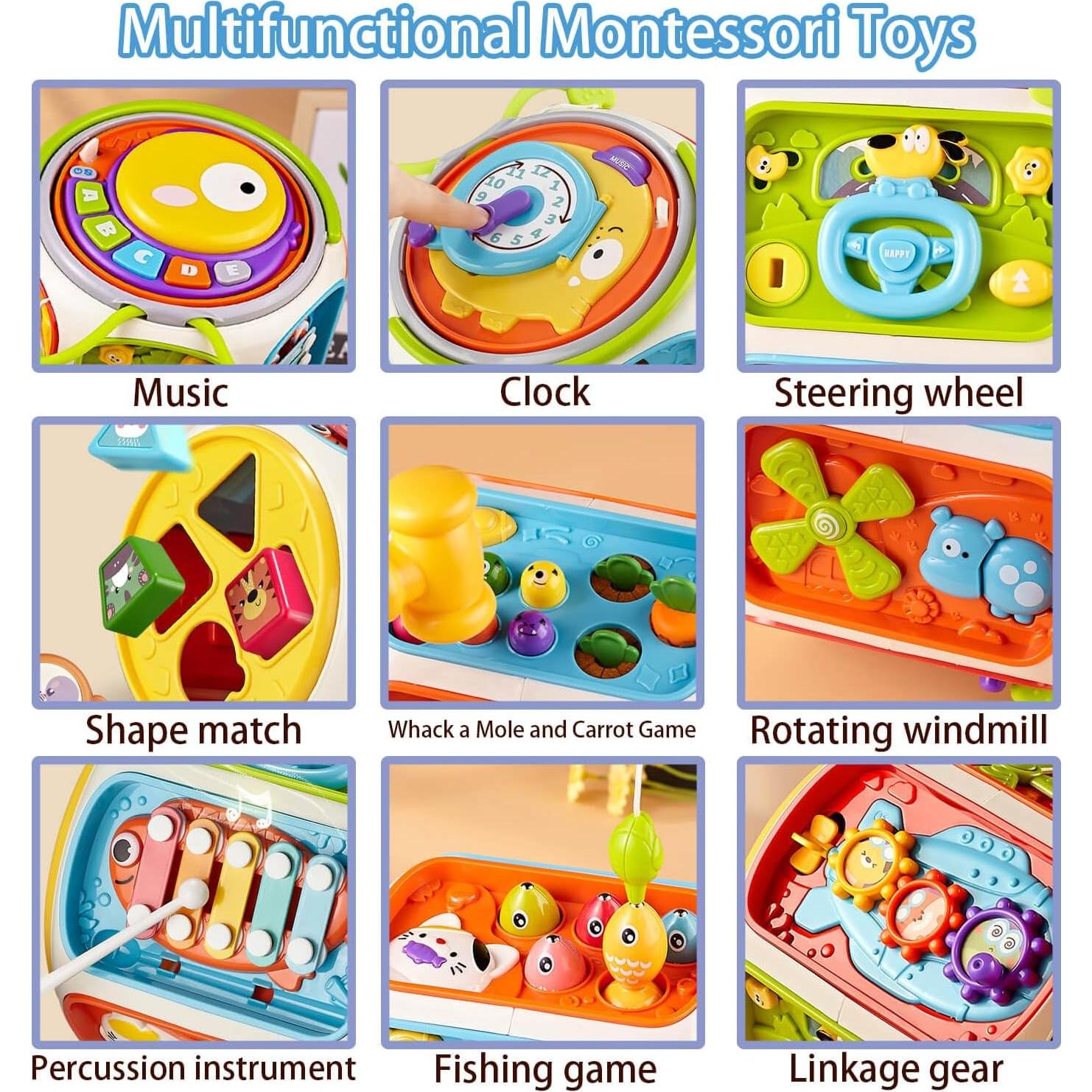 Tablero Sensorial Ocupado Montessori WIIBAAHO 8 en 1 para Niños