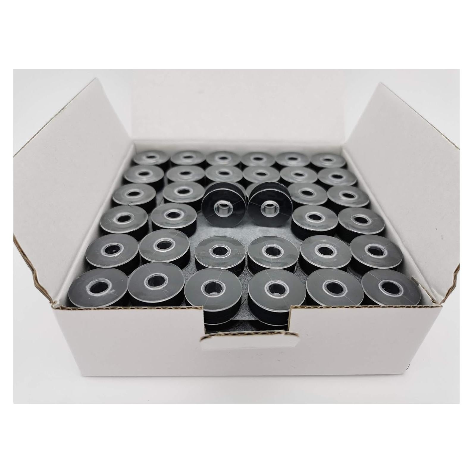 Bobina Preenhebrada DOUBLELIN L 40S/2 Negra 144pcs para Coser