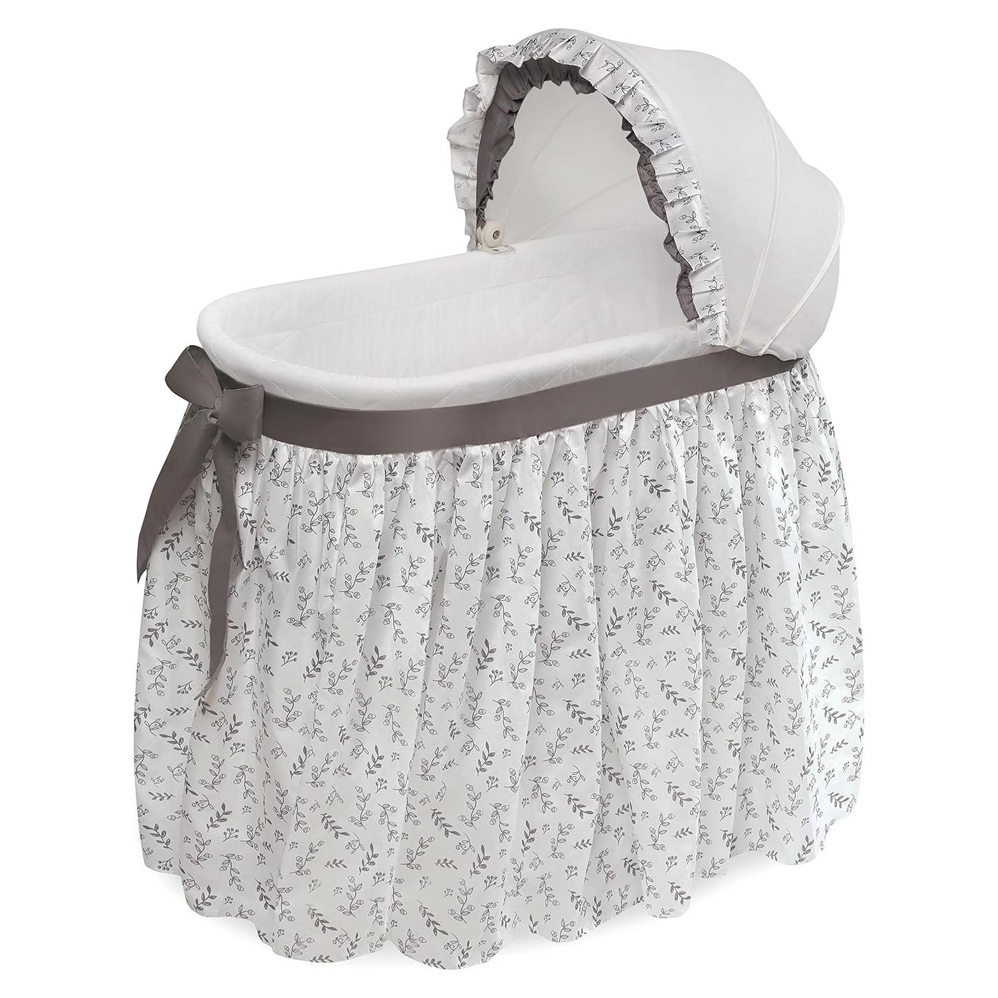 Cuna mecedora Badger Basket Wishes con dosel y almohadilla - Gris