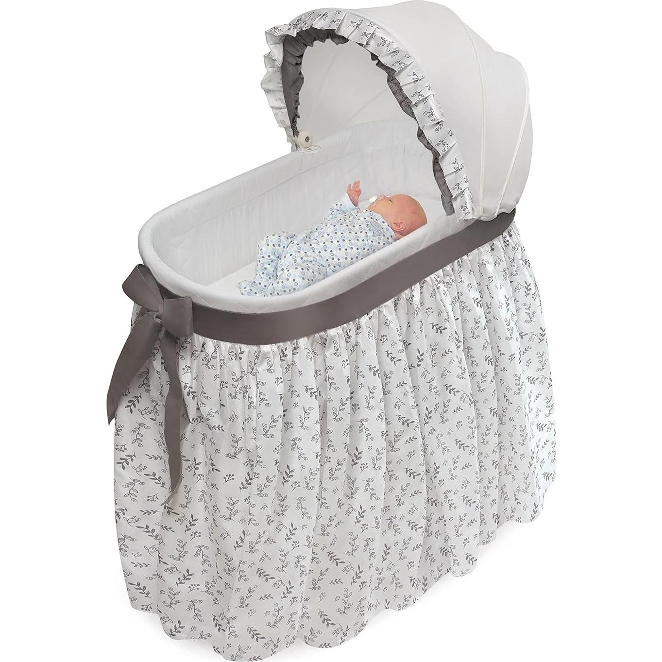 Cuna mecedora Badger Basket Wishes con dosel y almohadilla - Gris