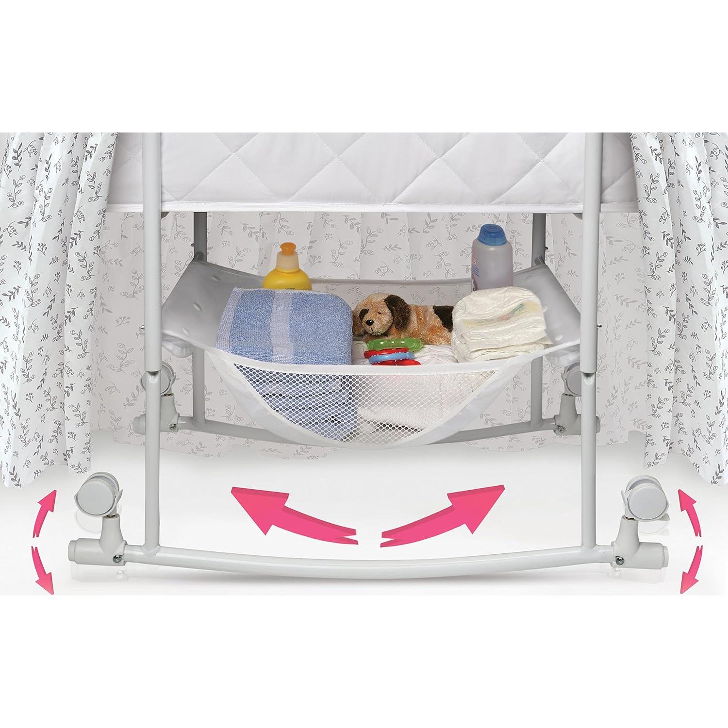 Cuna mecedora Badger Basket Wishes con dosel y almohadilla - Gris