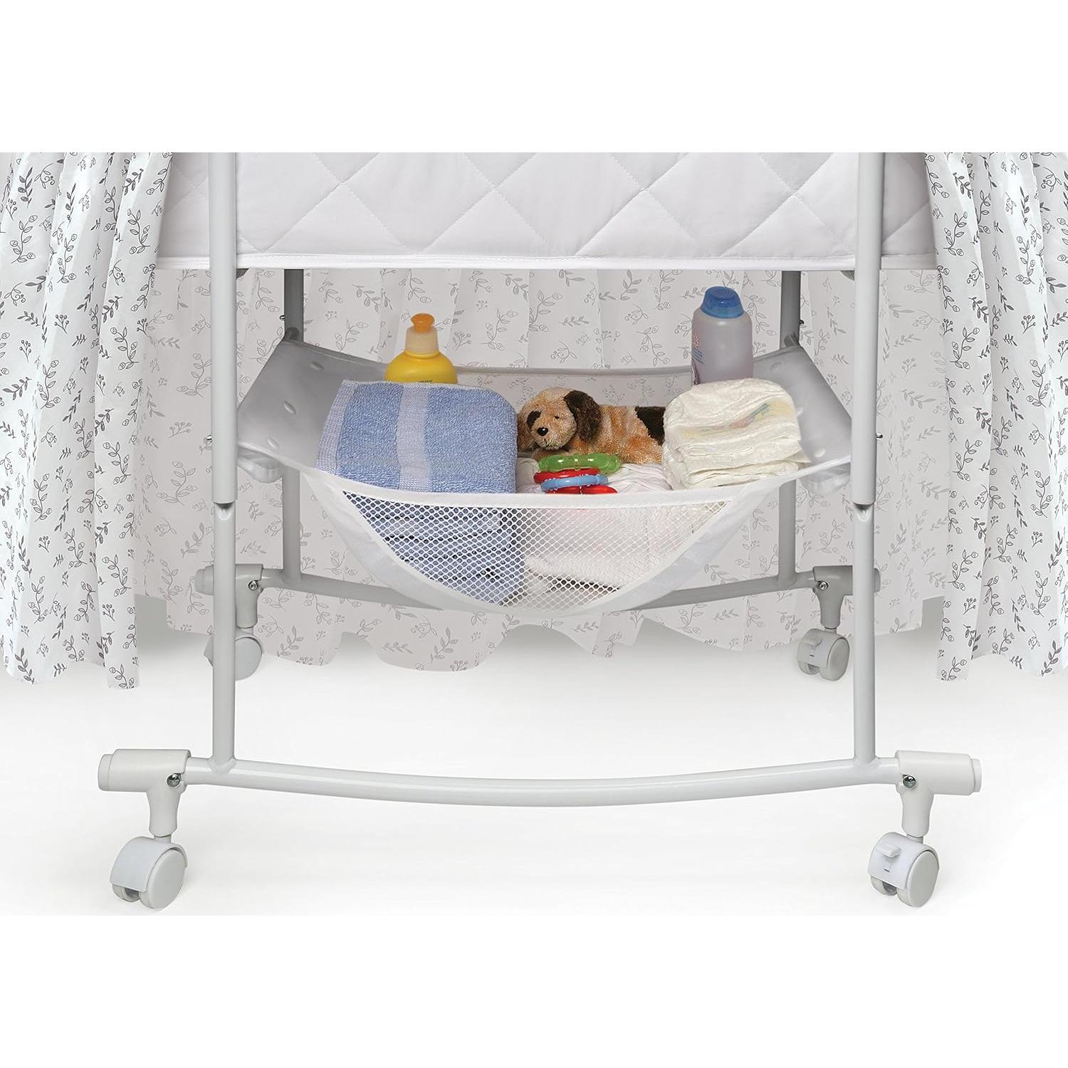 Cuna mecedora Badger Basket Wishes con dosel y almohadilla - Gris