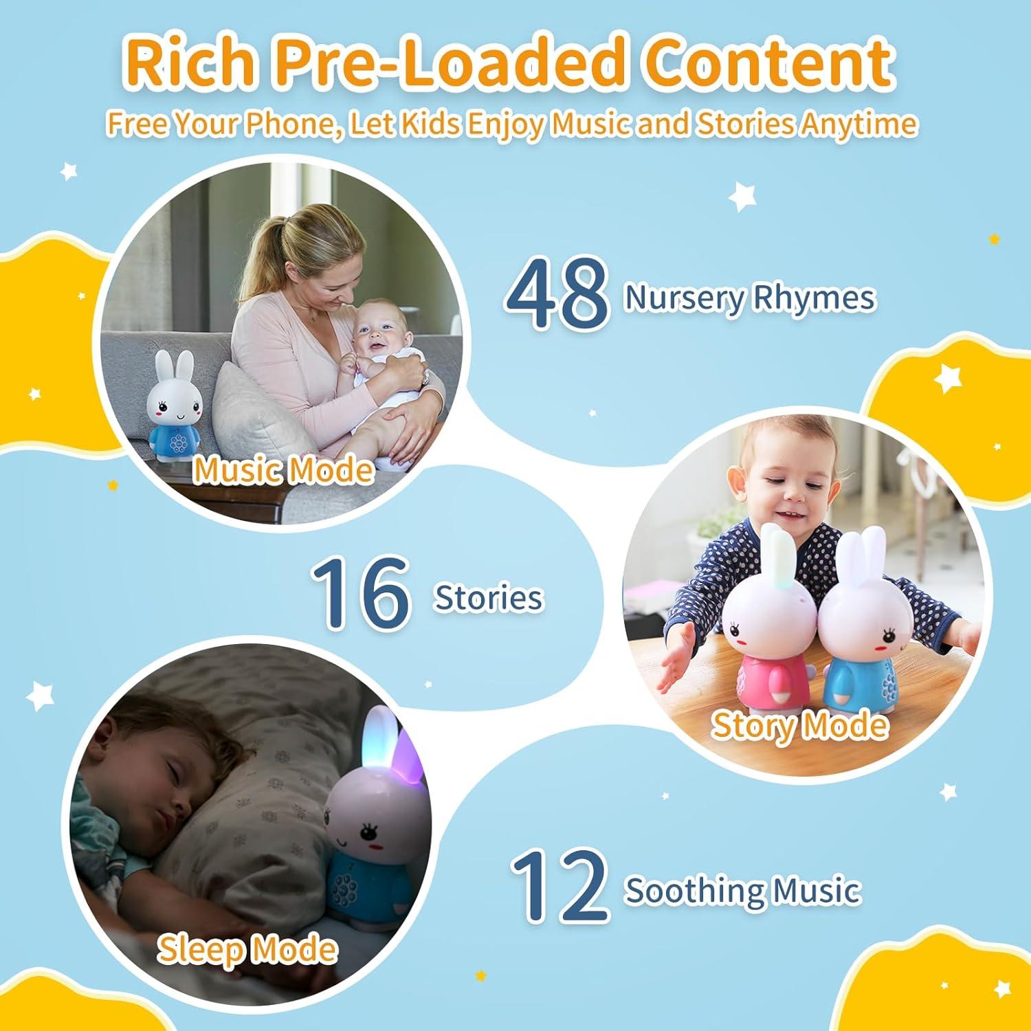 Reproductor de Audio Infantil Alilo Conejito G6 Azul con Luz