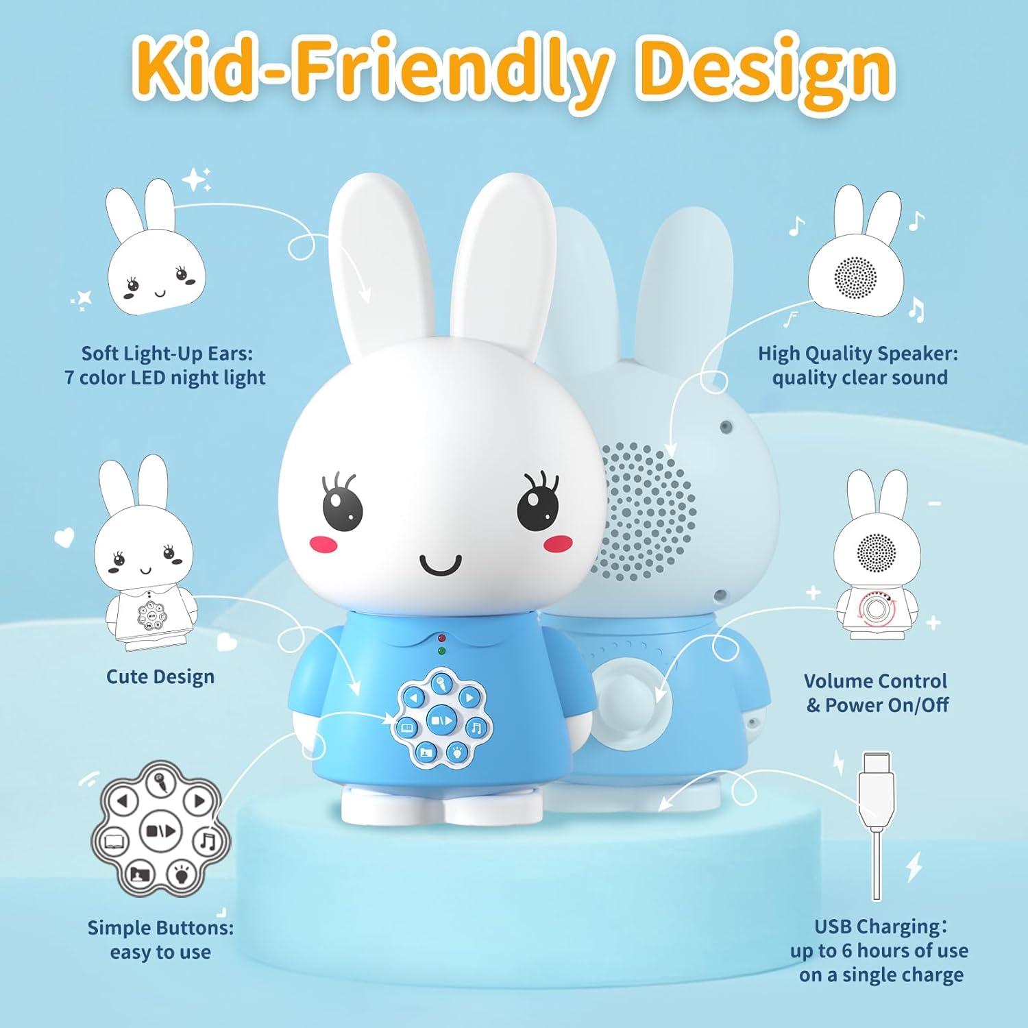 Reproductor de Audio Infantil Alilo Conejito G6 Azul con Luz