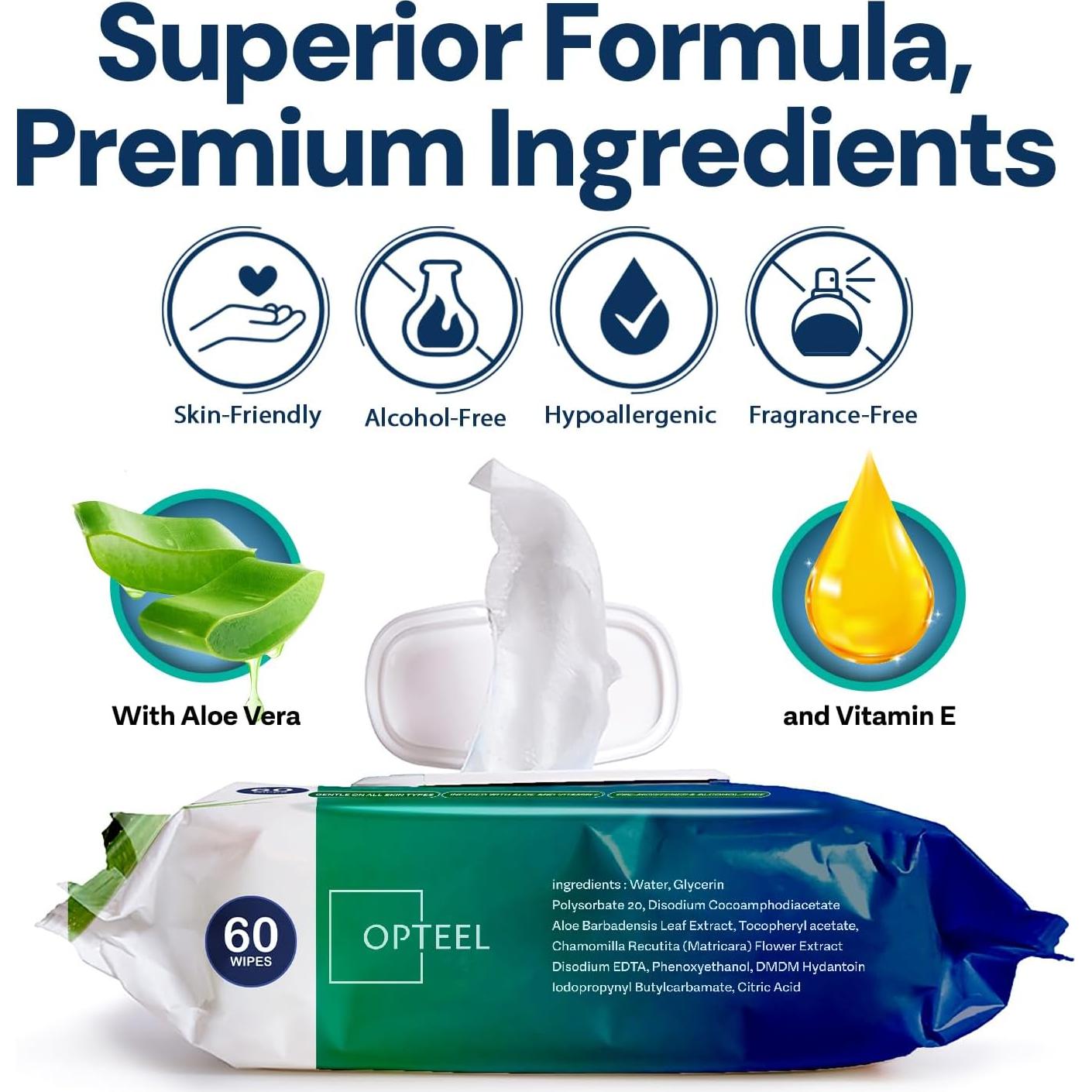 Toallitas Húmedas para Adultos OPTEEL 240ct Extra Grandes