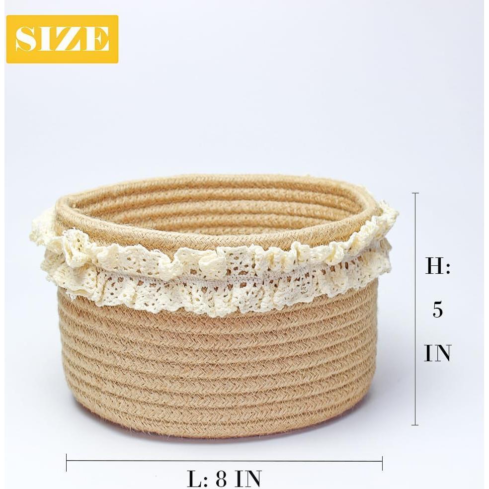 Cesta de Almacenamiento Redonda Yimi 20.32cm Yute Marrón