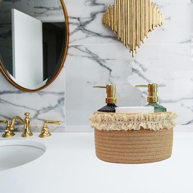 Cesta de Almacenamiento Redonda Yimi 20.32cm Yute Marrón