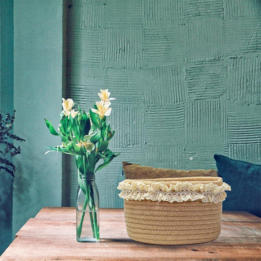 Cesta de Almacenamiento Redonda Yimi 20.32cm Yute Marrón