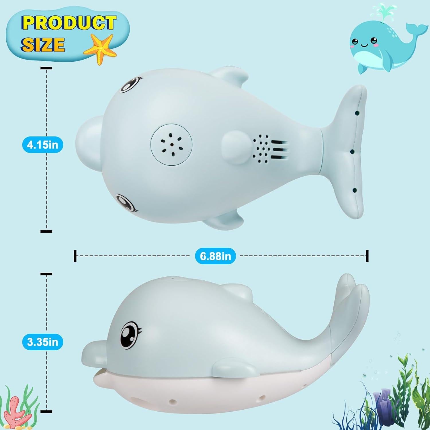 Juguete de Baño Delfín Musical TOHIBEE Azul Recargable